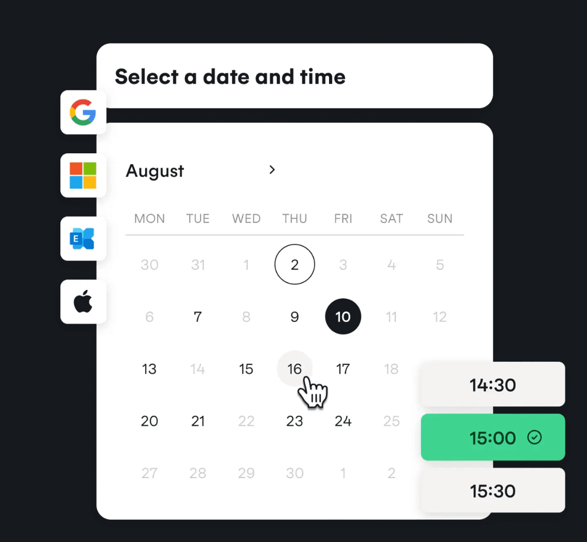  Illustration of Cronofy's calendar picker
