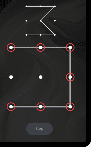Cognitive Alarm screen with an incorrect pattern match, showing red circles around each grid point.