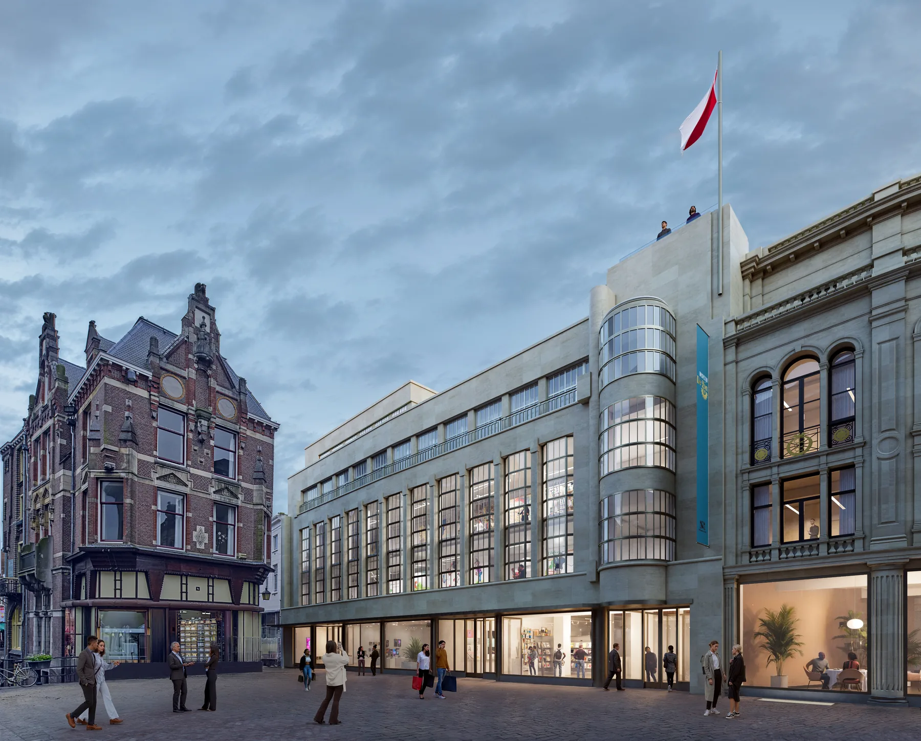 Courtyard view with restored brickwork and new glazed intervention — Magazijn de Zon