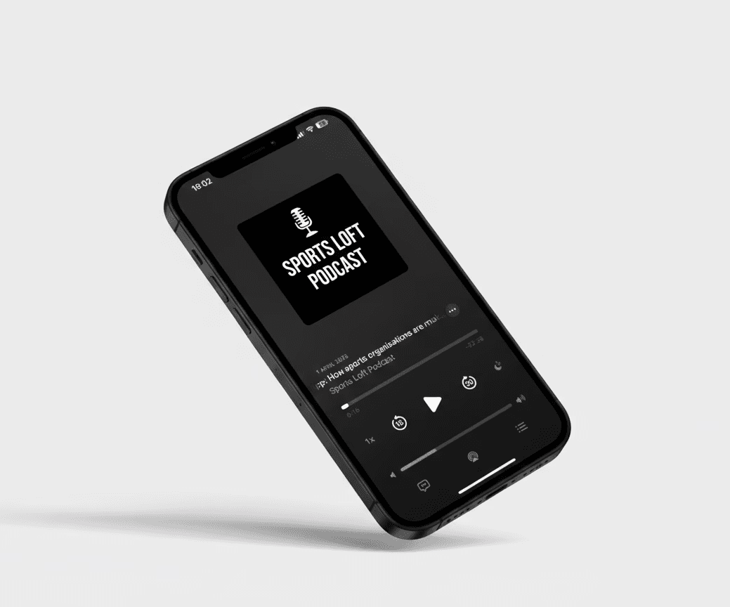 Picture of a phone playing a podcast