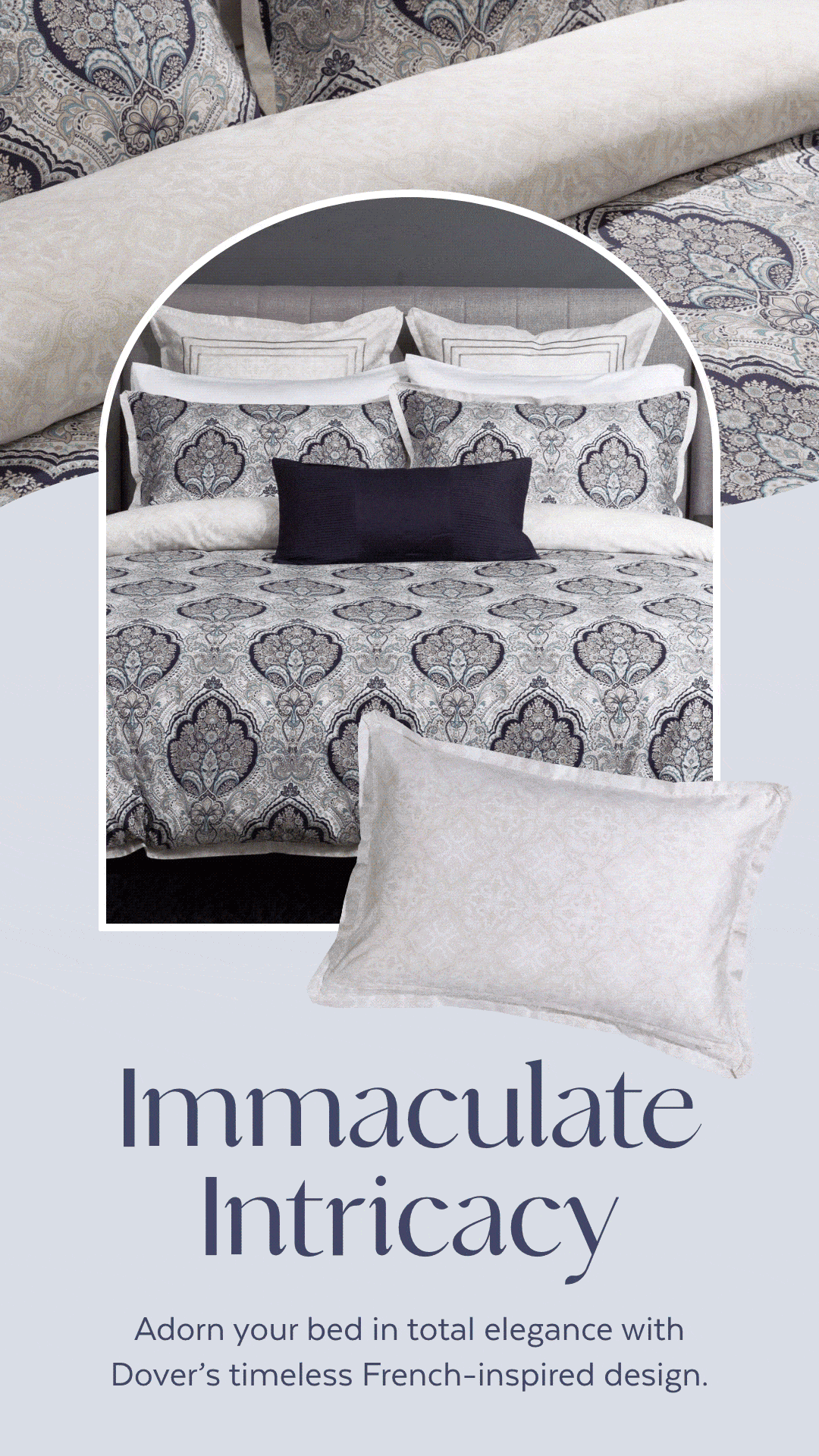 Pinterest moodboard post for QE Home featuring Dover Collection