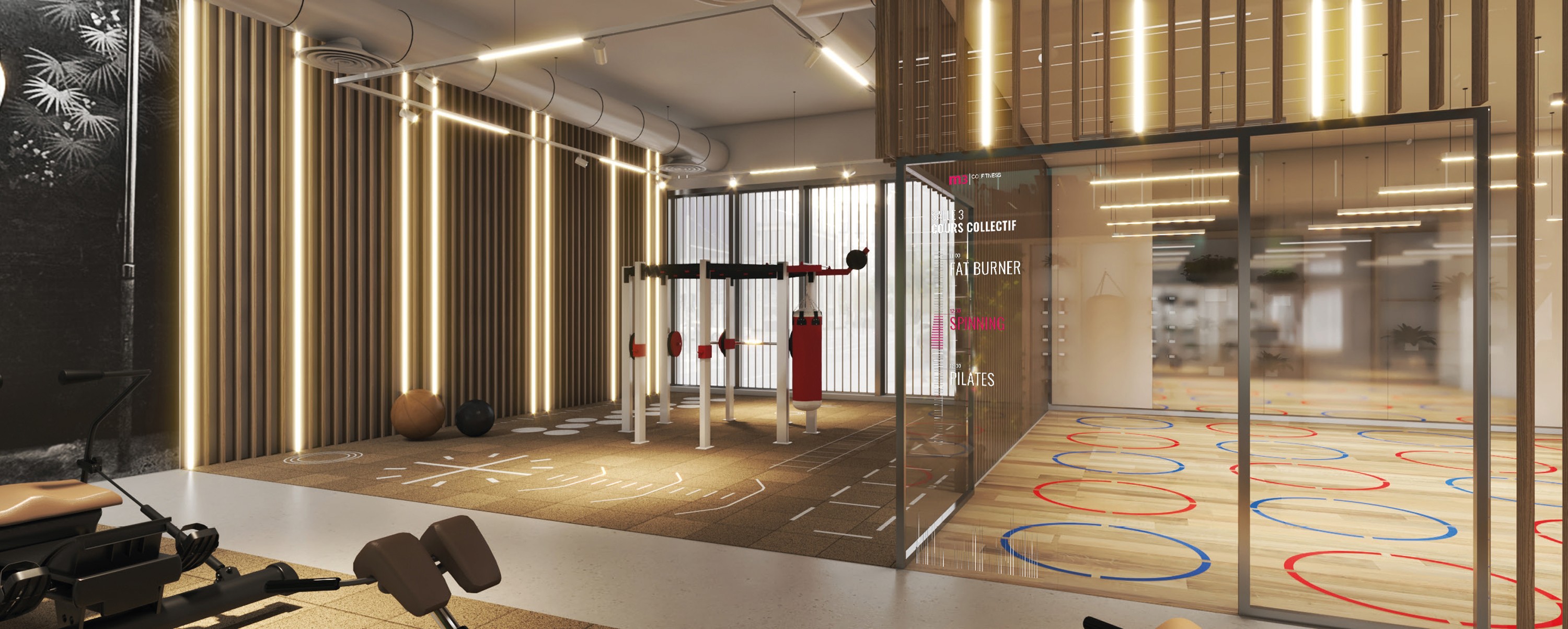 Exercise studio  for a design and creative concept fitness in Switzerland