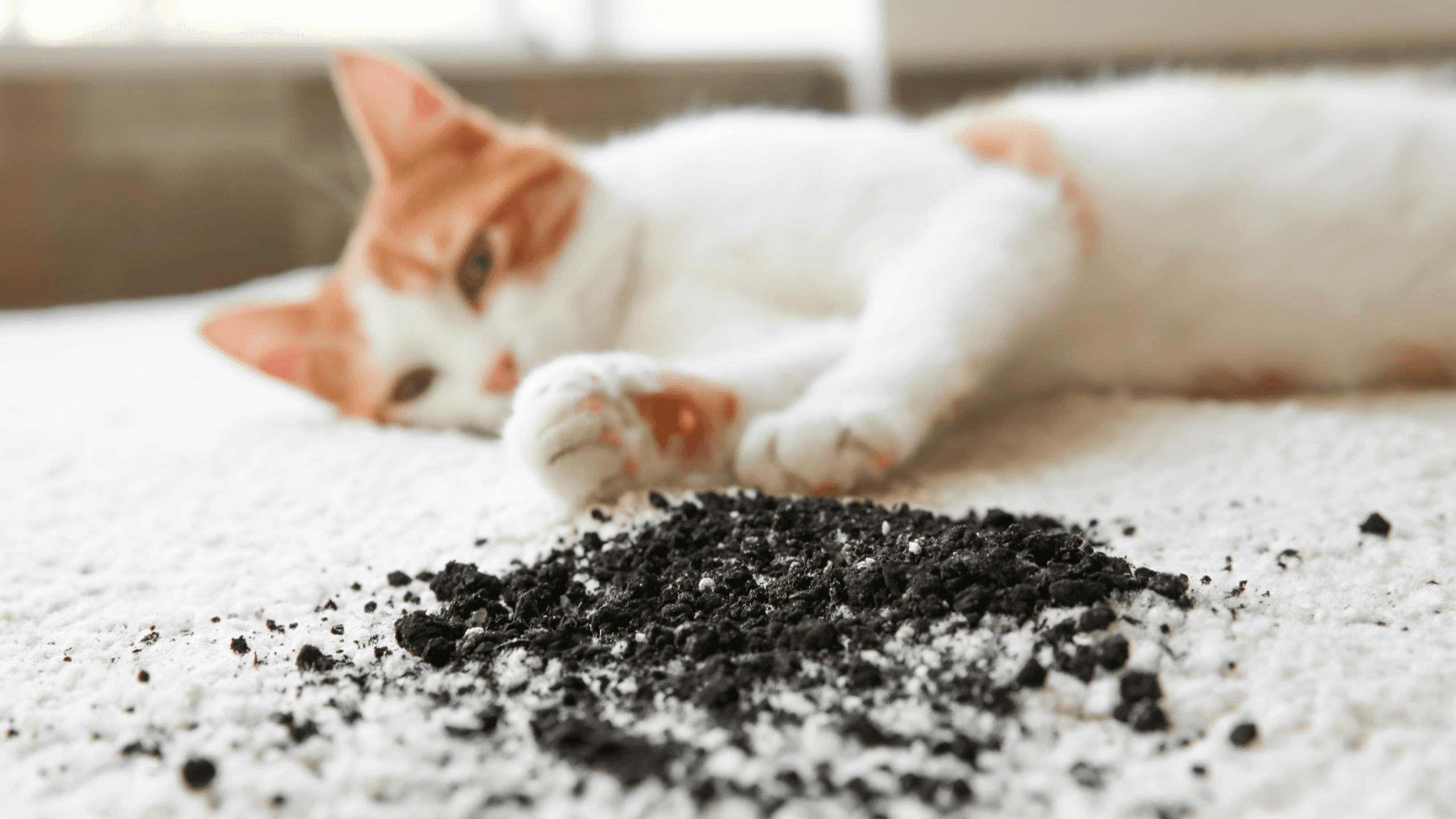 Cat making a mess on carpet