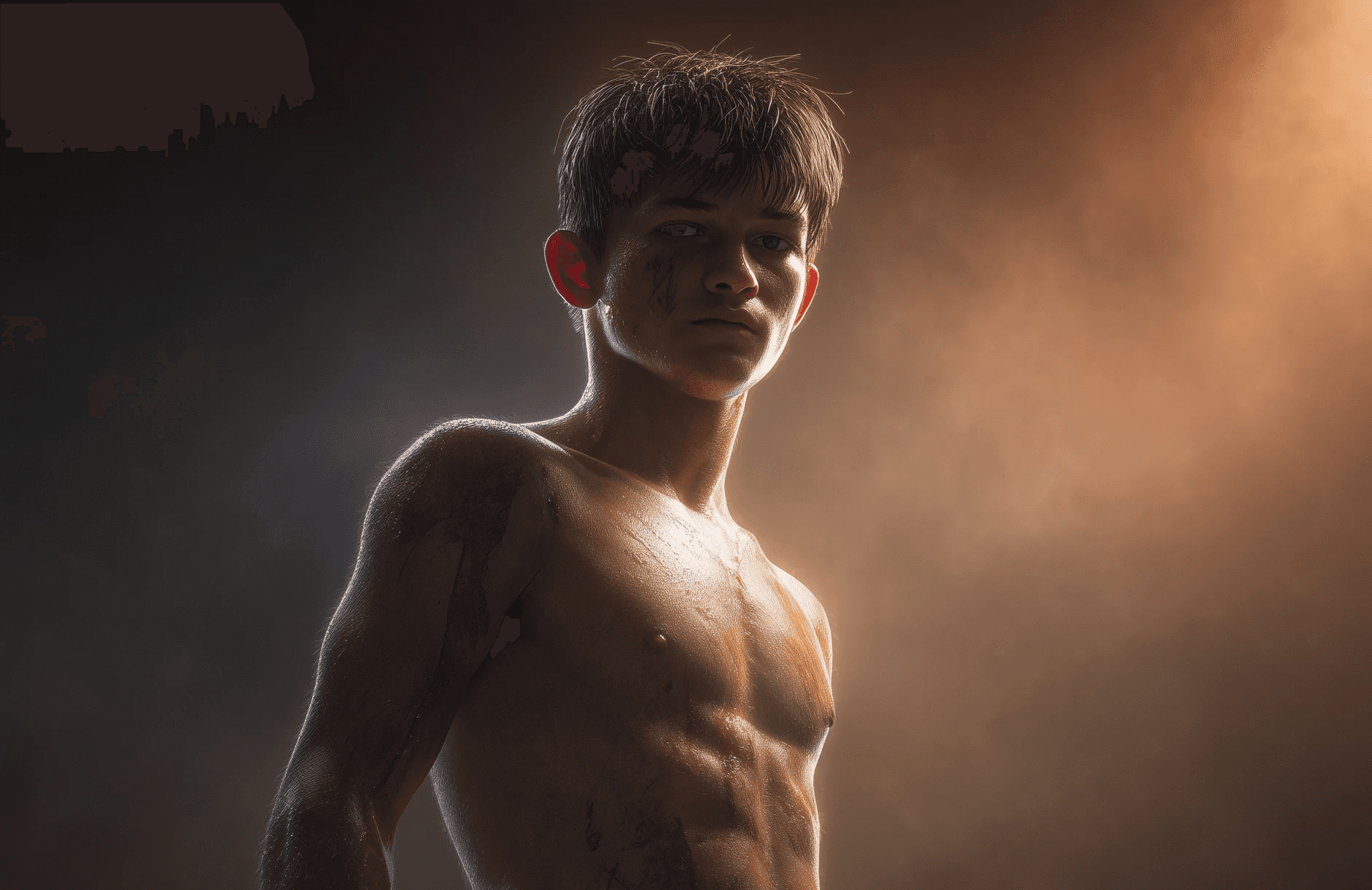 A junior Muay Thai fighter posing at INNOV8 MMA gym