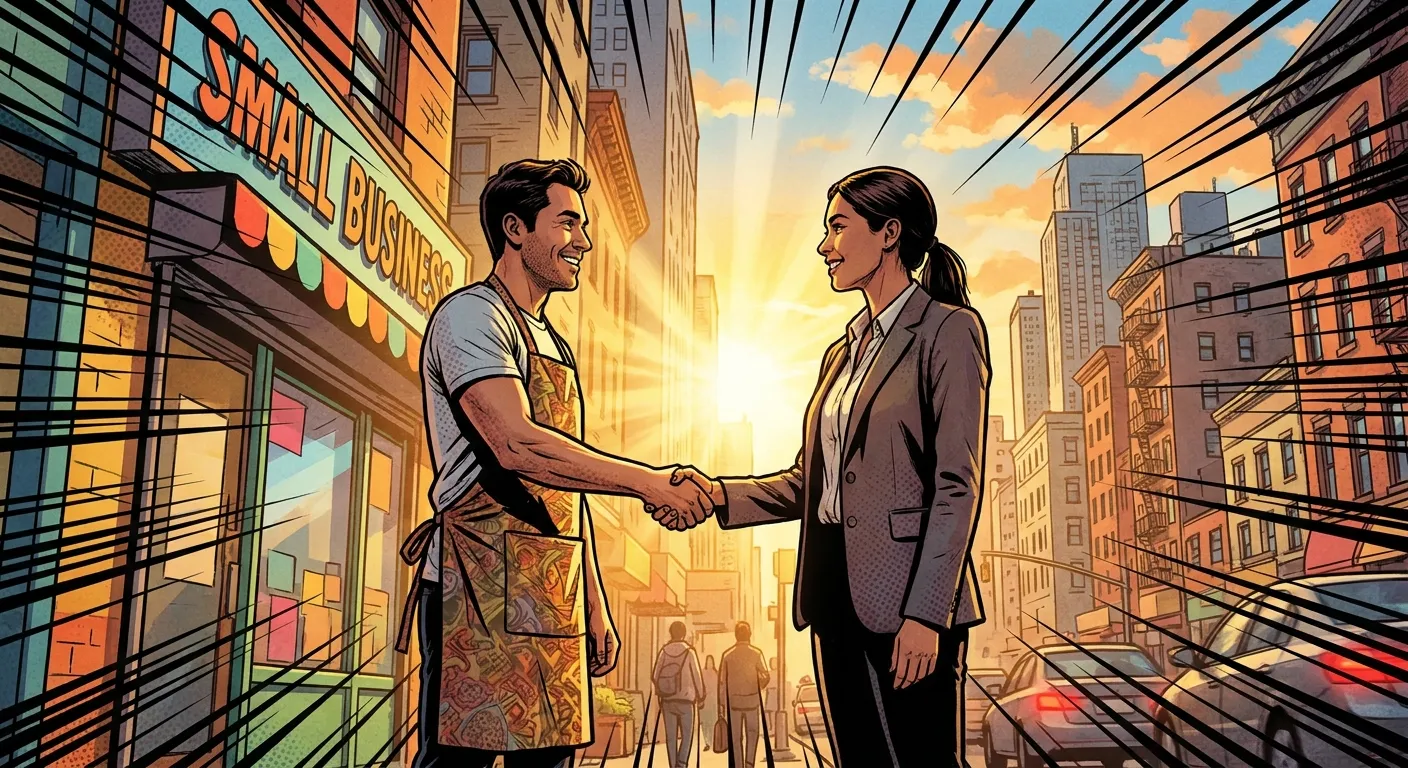Business deal handshake at sunset with RockN' Socials Digital Marketing Agency.