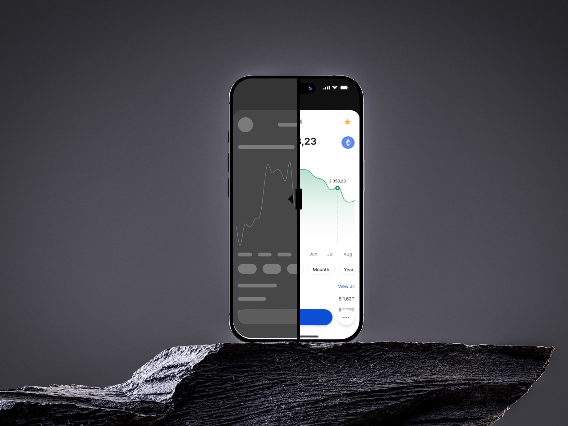 a cell phone on a ledge