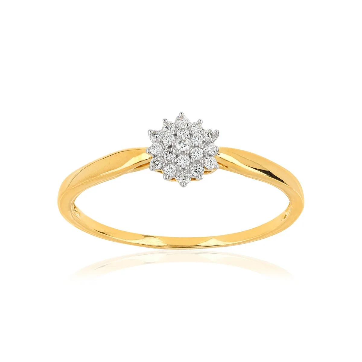Bague en deux ors 375 sertie de diamants