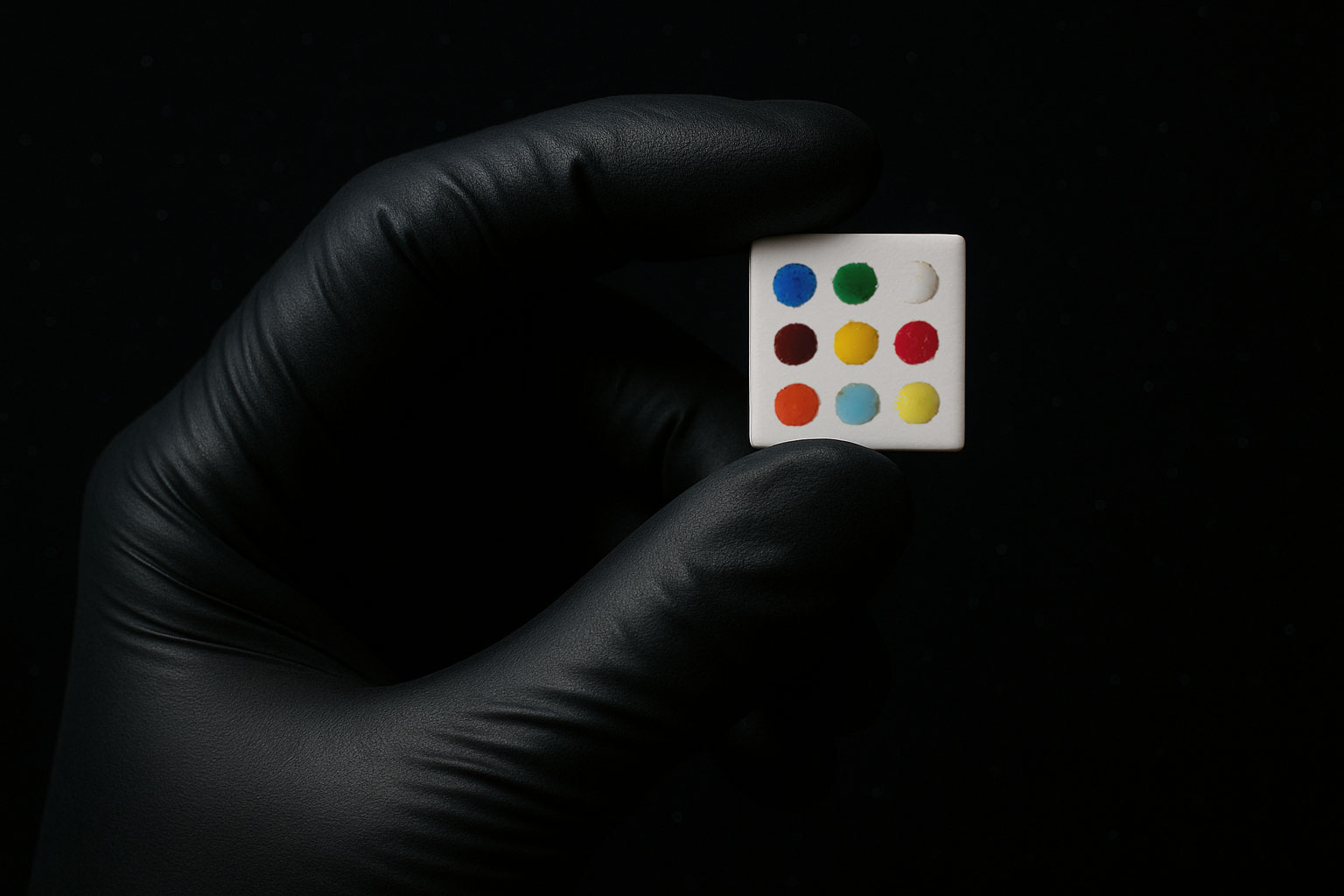 hand holding a ceramic tile