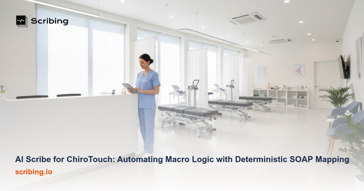 Corporate illustration representing AI scribe technology integrated with Epic EHR clinical documentation workflow