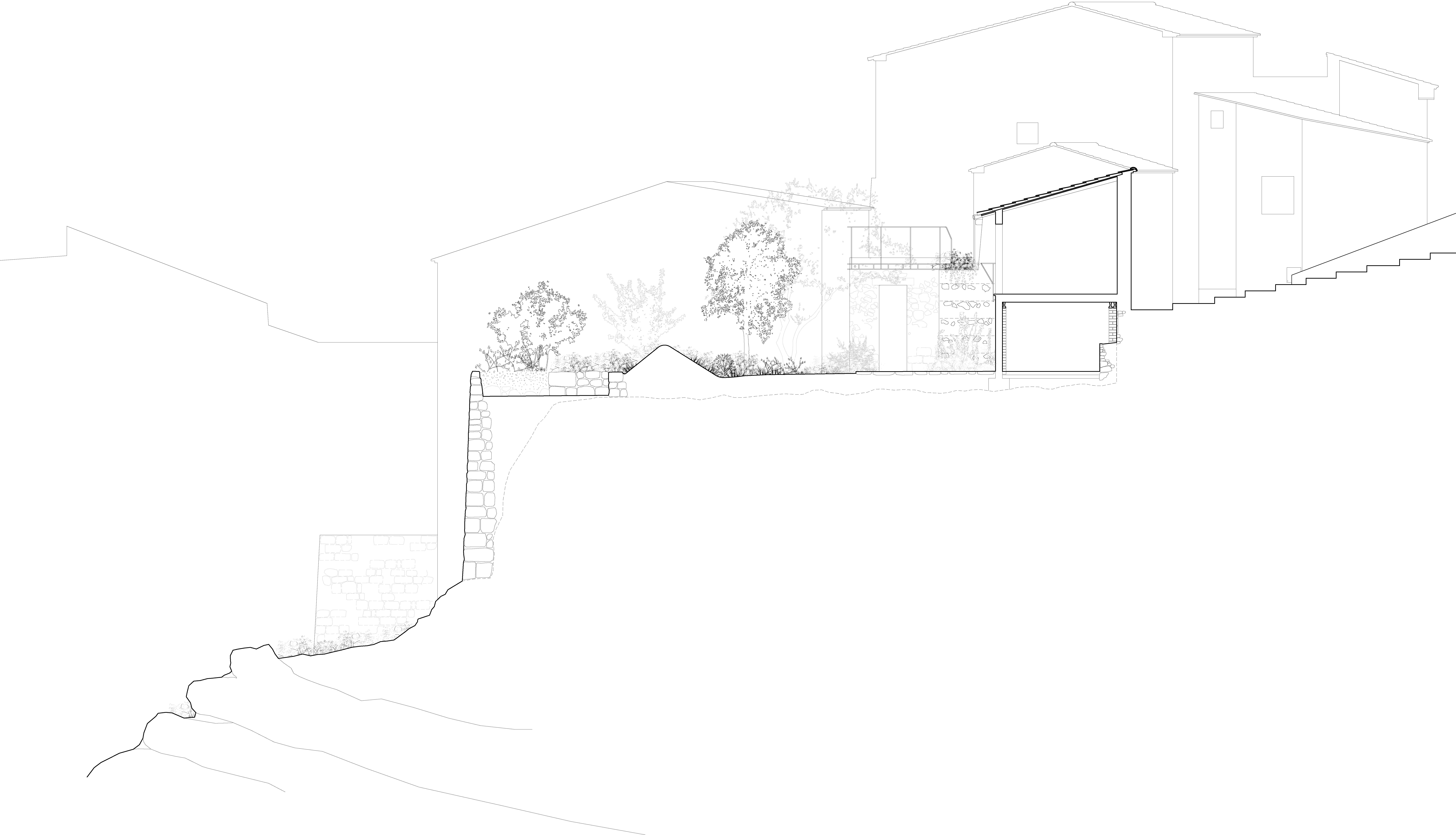 Garden section and retaining wall