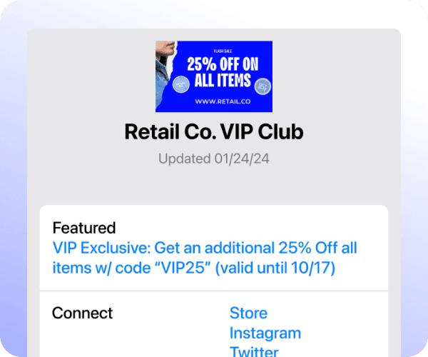 Preview image of a pass of Retail Co. VIP Club