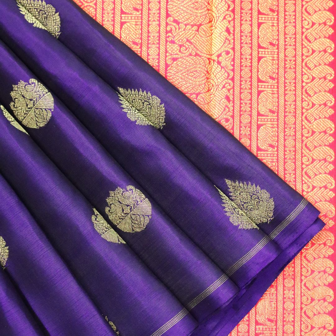 Royal Purple and Pink Kanchivaram Silk Saree