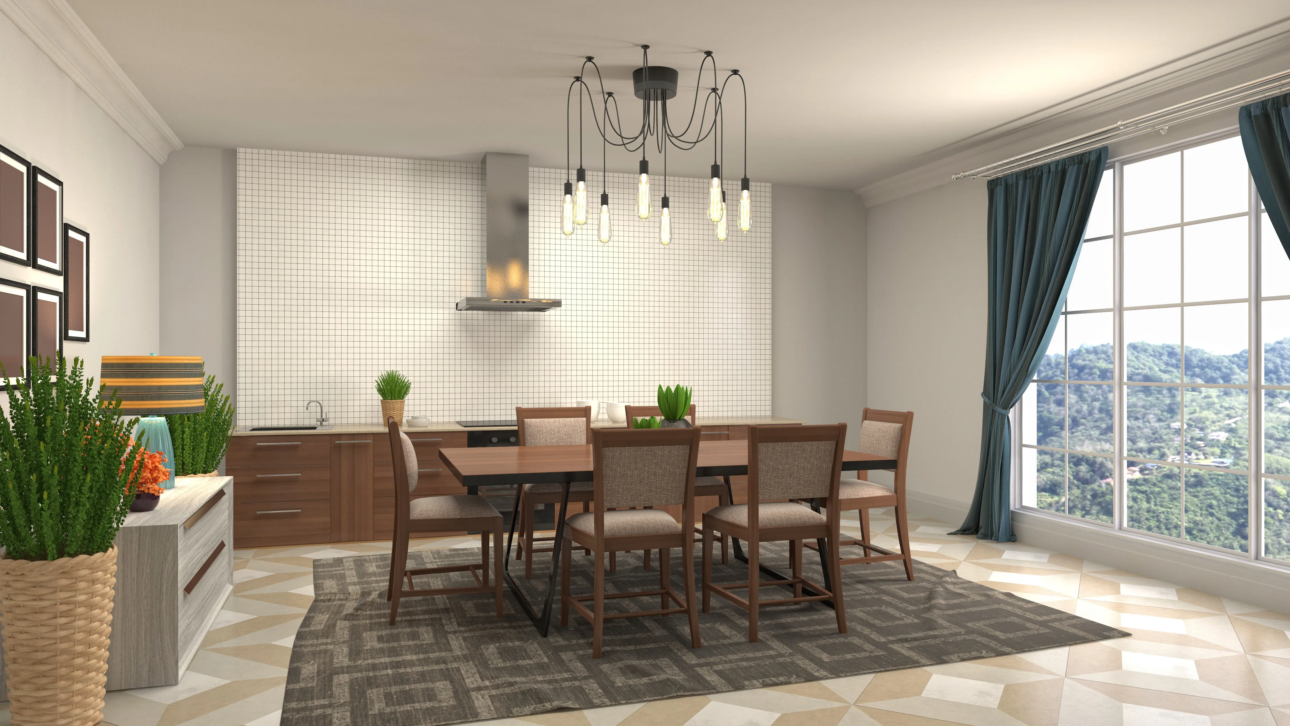 Elegant dining area with contemporary furniture