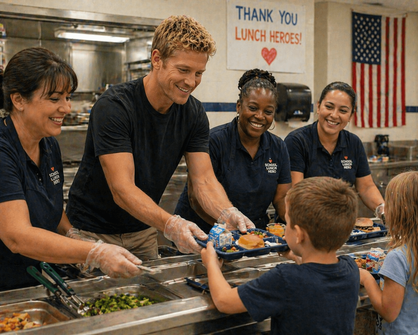handing out lunches