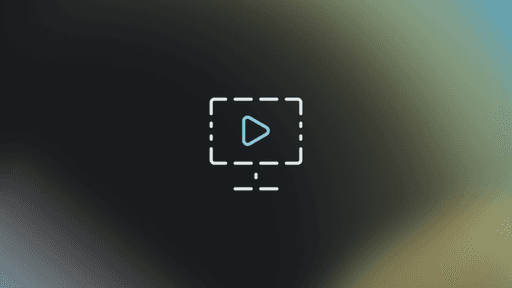 An icon showing a computer display with a play button on the screen, all on a pale background