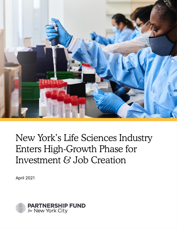 Report cover: Closing the Gap: New York's Decade of Growth in Life Sciences