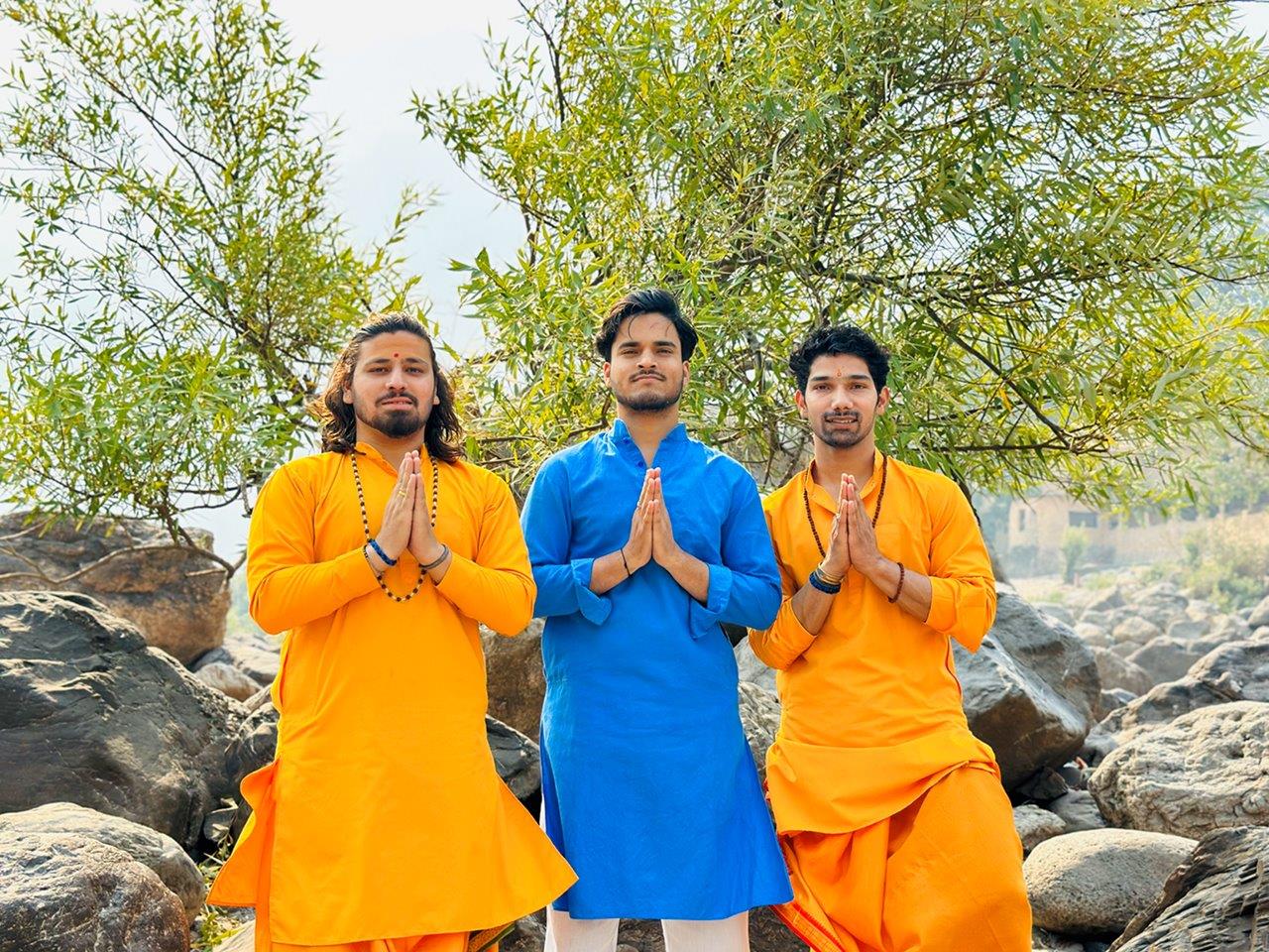 students with their yoga teacher