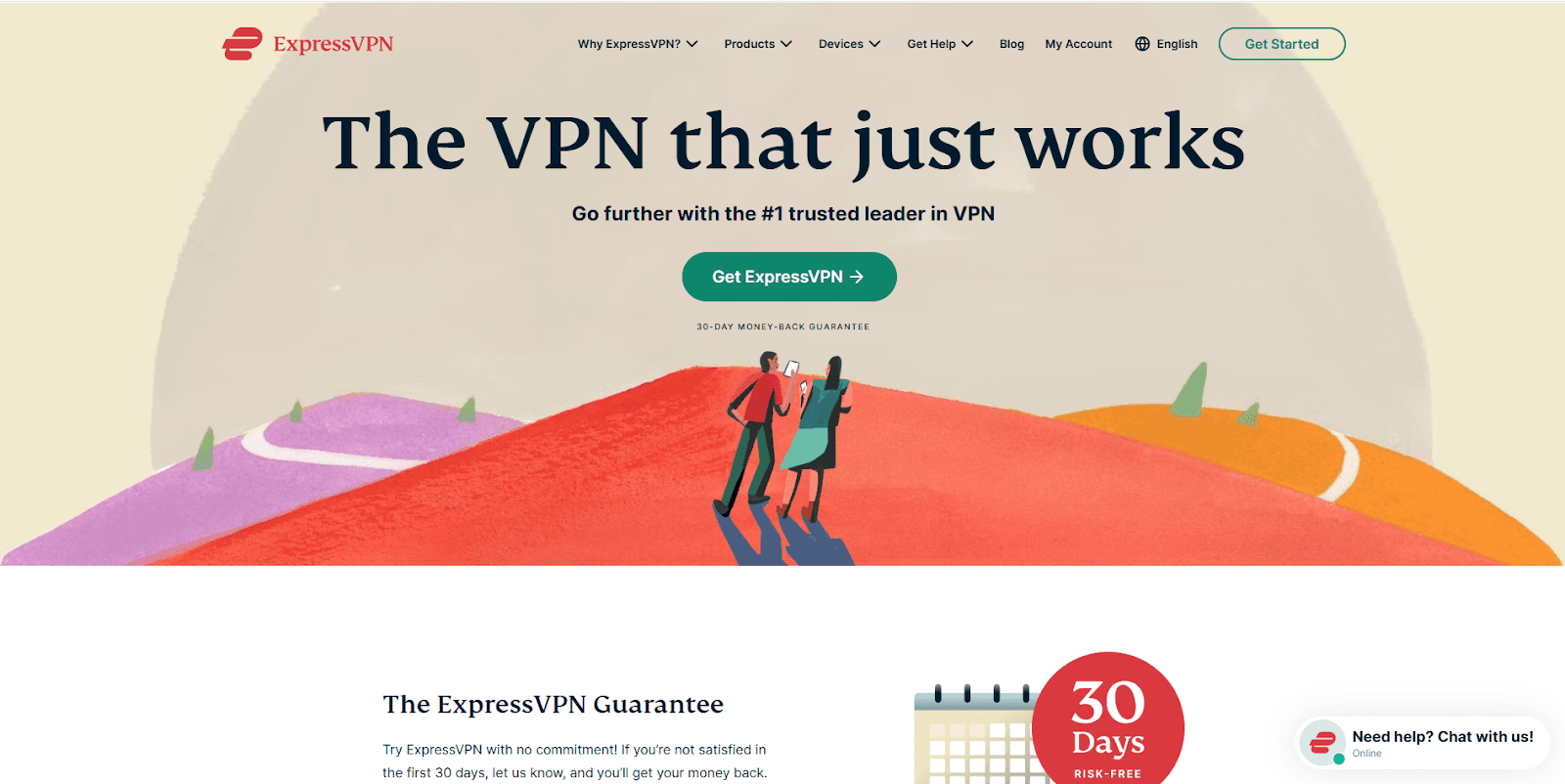 Homepage of express VPN