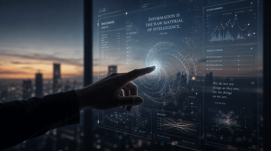 Human hand interacting with a digital interface, symbolizing human-AI collaboration.
