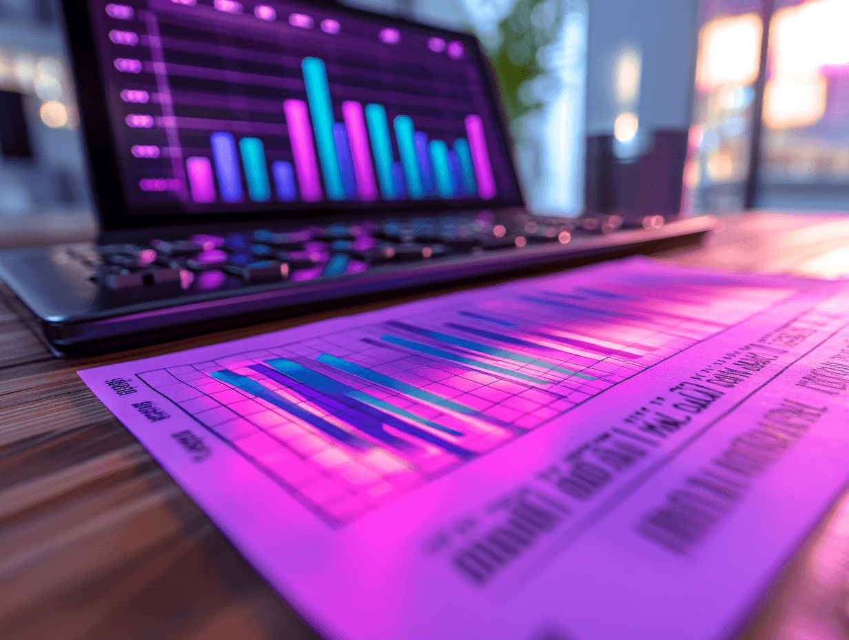 Finanzanalysen auf Dokument und auf Bildschirm