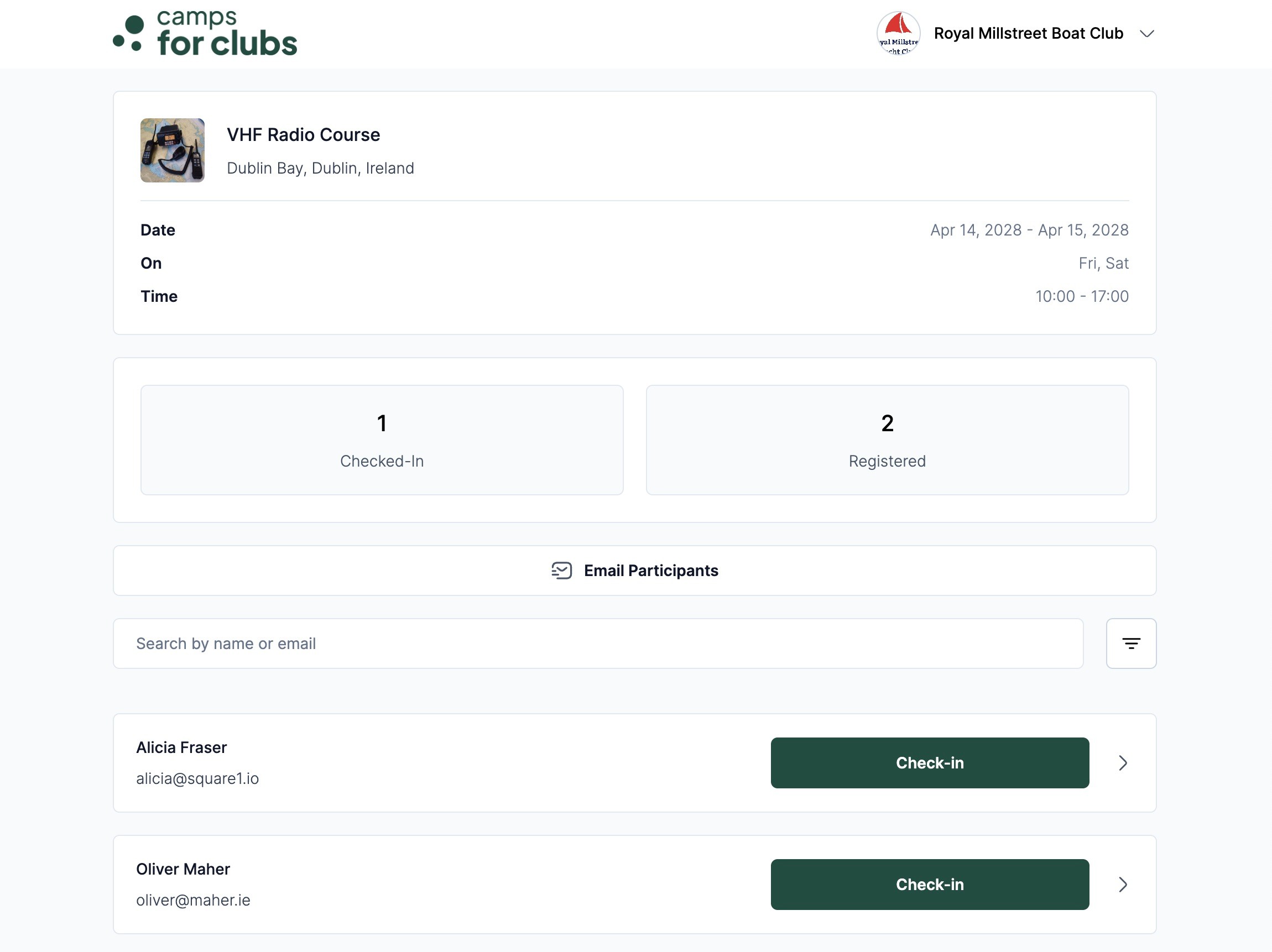 Enregistrement sur place avec l’application web