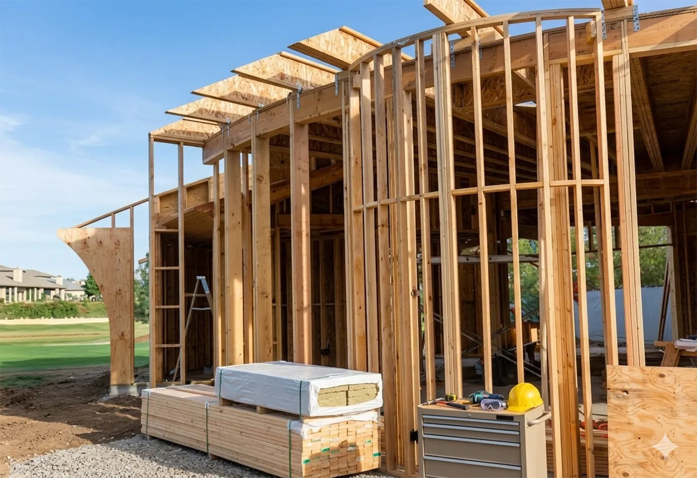 Wood framed Casita ADU under construction.
