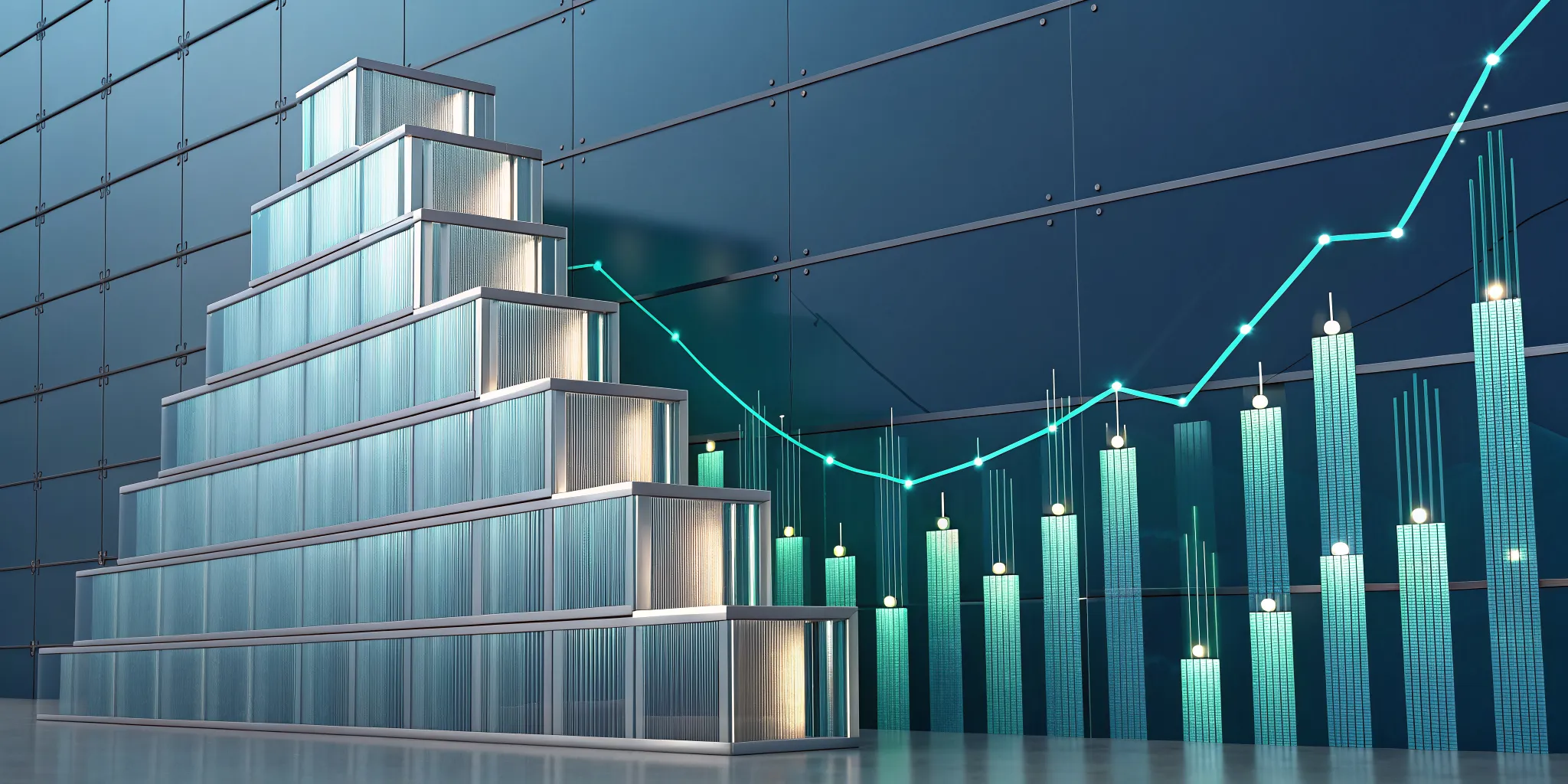 A pyramid structure and glowing charts showing portfolio growth from the best structured notes.