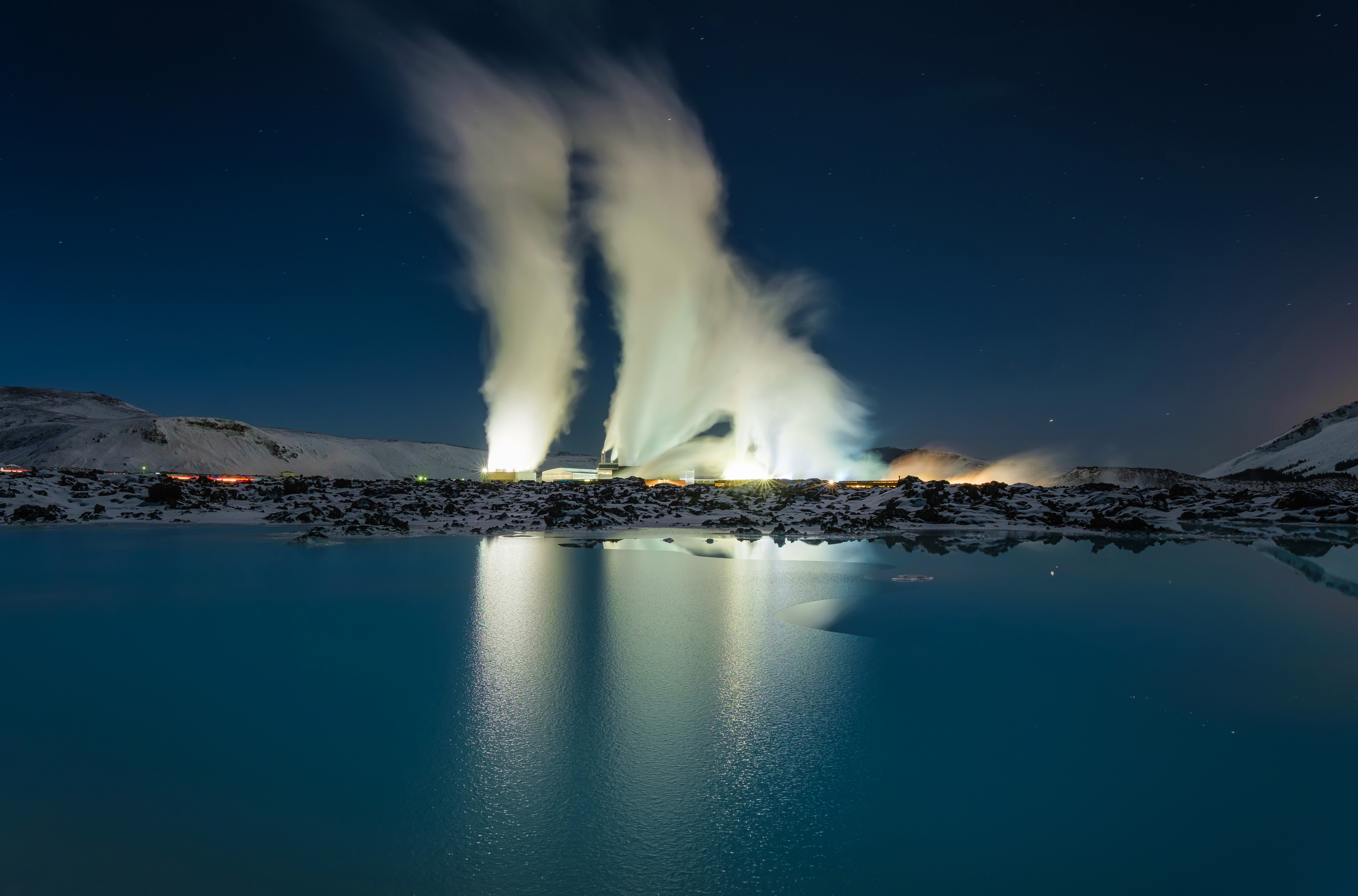 Renewable energy sources. Thermal power plant in Iceland. Clean energy.
