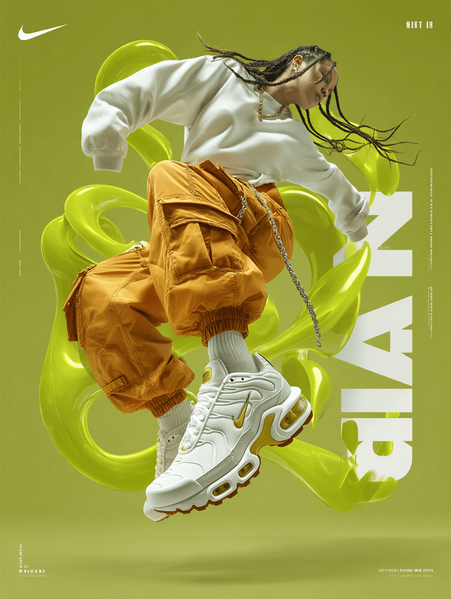A Dynamic Fashion Advertisement For Nike Air Feat