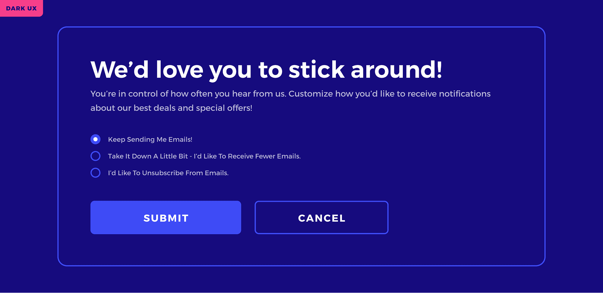 dark ux examples preselected choice