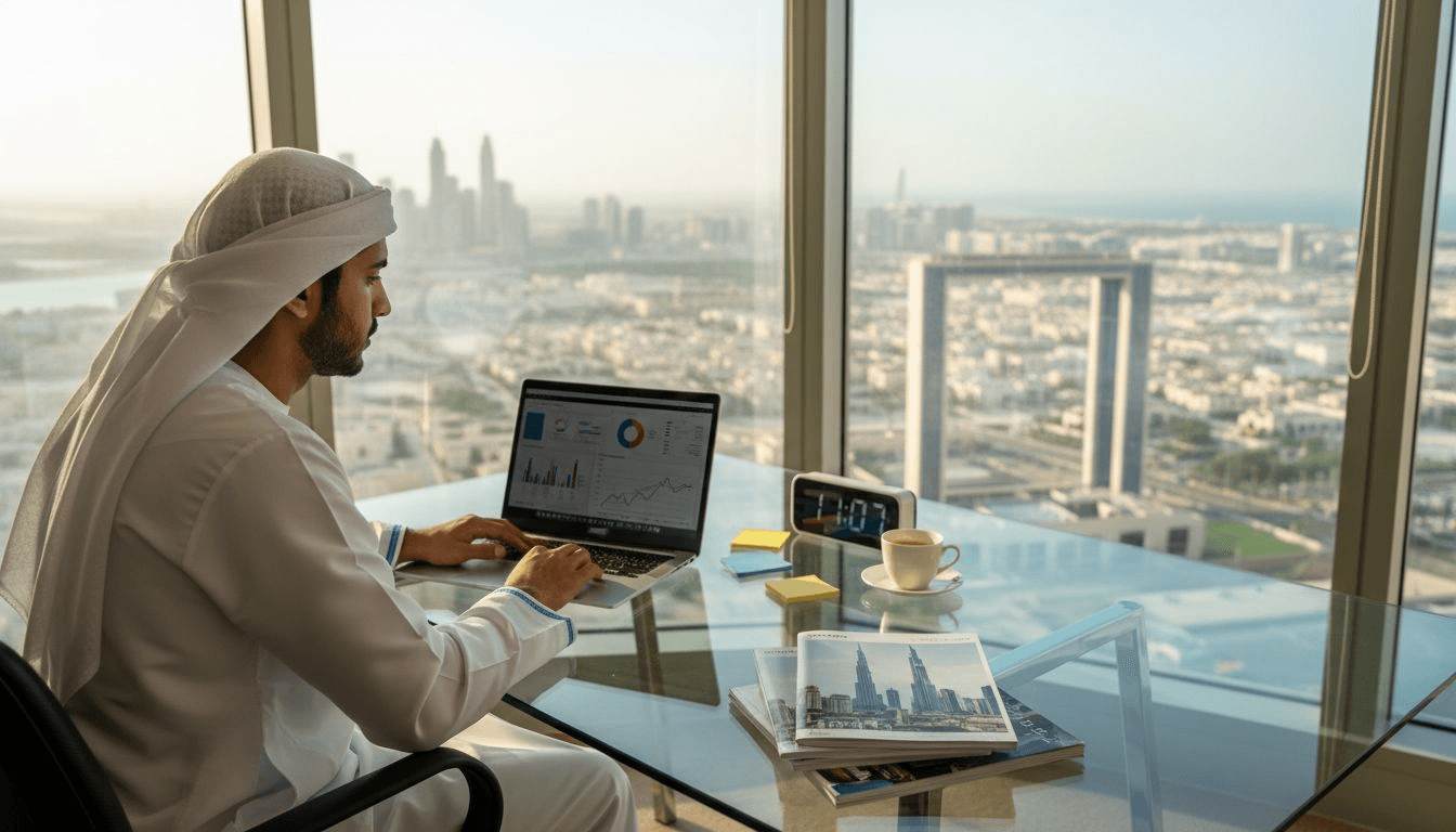 Dubai entrepreneur working on SEO strategy