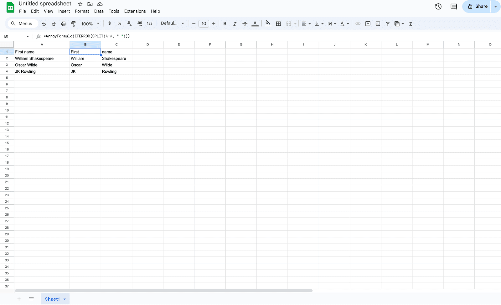 Combination of SPLIT function + QUERY function