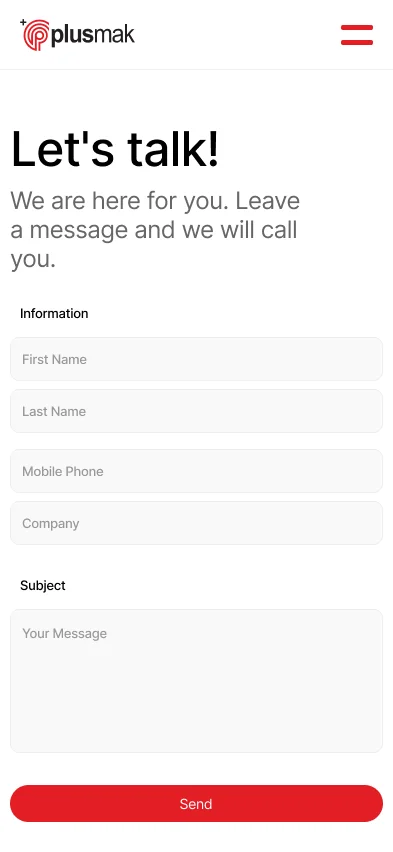 Mobile website mockup contact