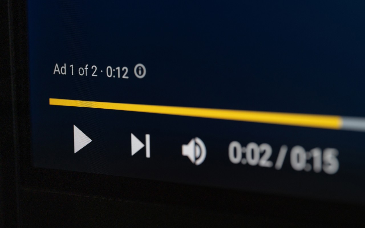 A YouTube ad in progress.