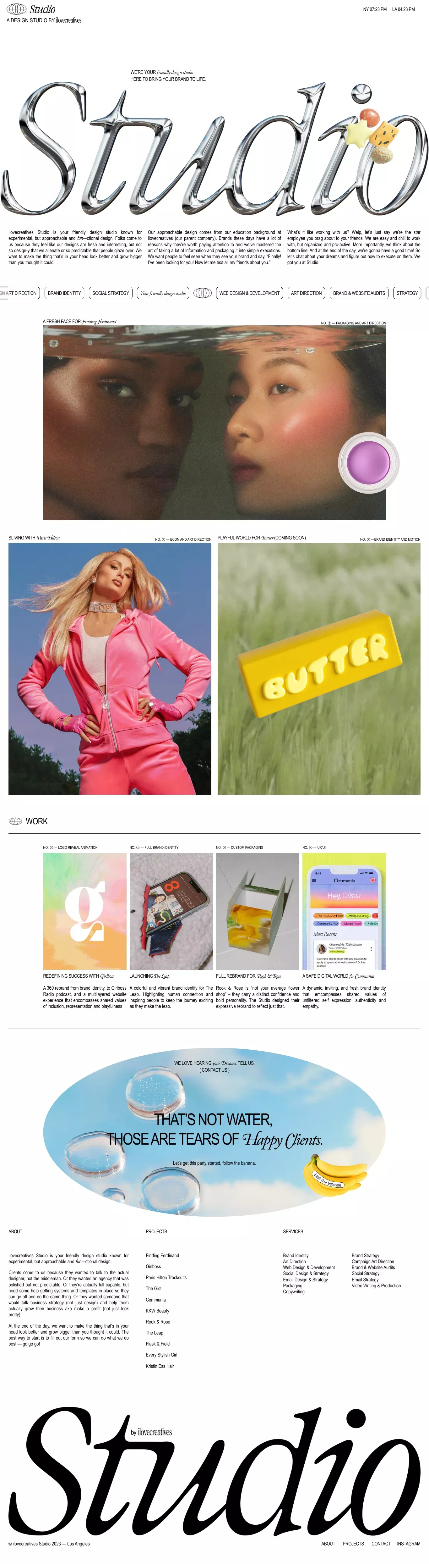 ilovecreatives Studio portfolio page screenshot showcasing Design and Tech design