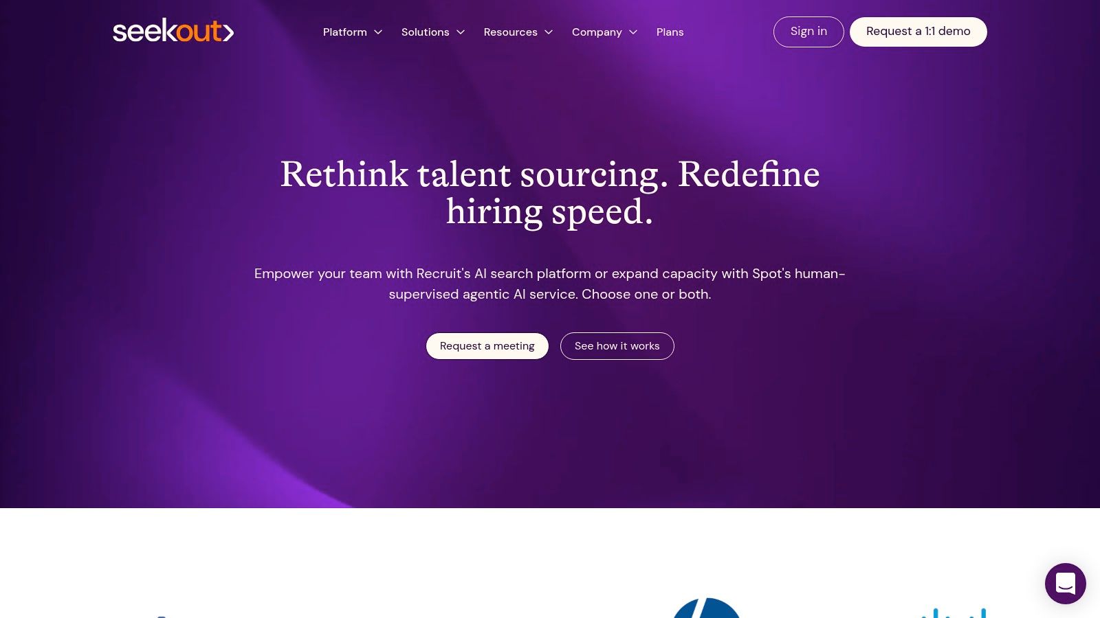 SeekOut platform showing candidate search and filtering options