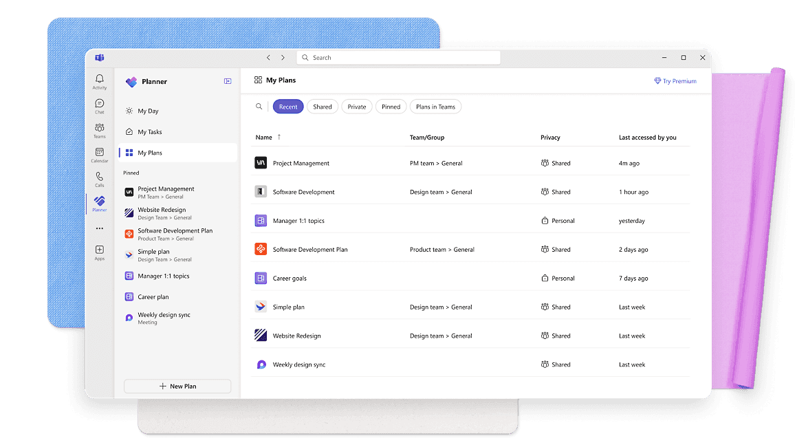 Microsoft Planner (Microsoft Project) main interface