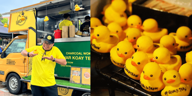 Simbol ikonik food truck Quackteow menggunakan rubber ducks sebagai nombor giliran pelanggan.