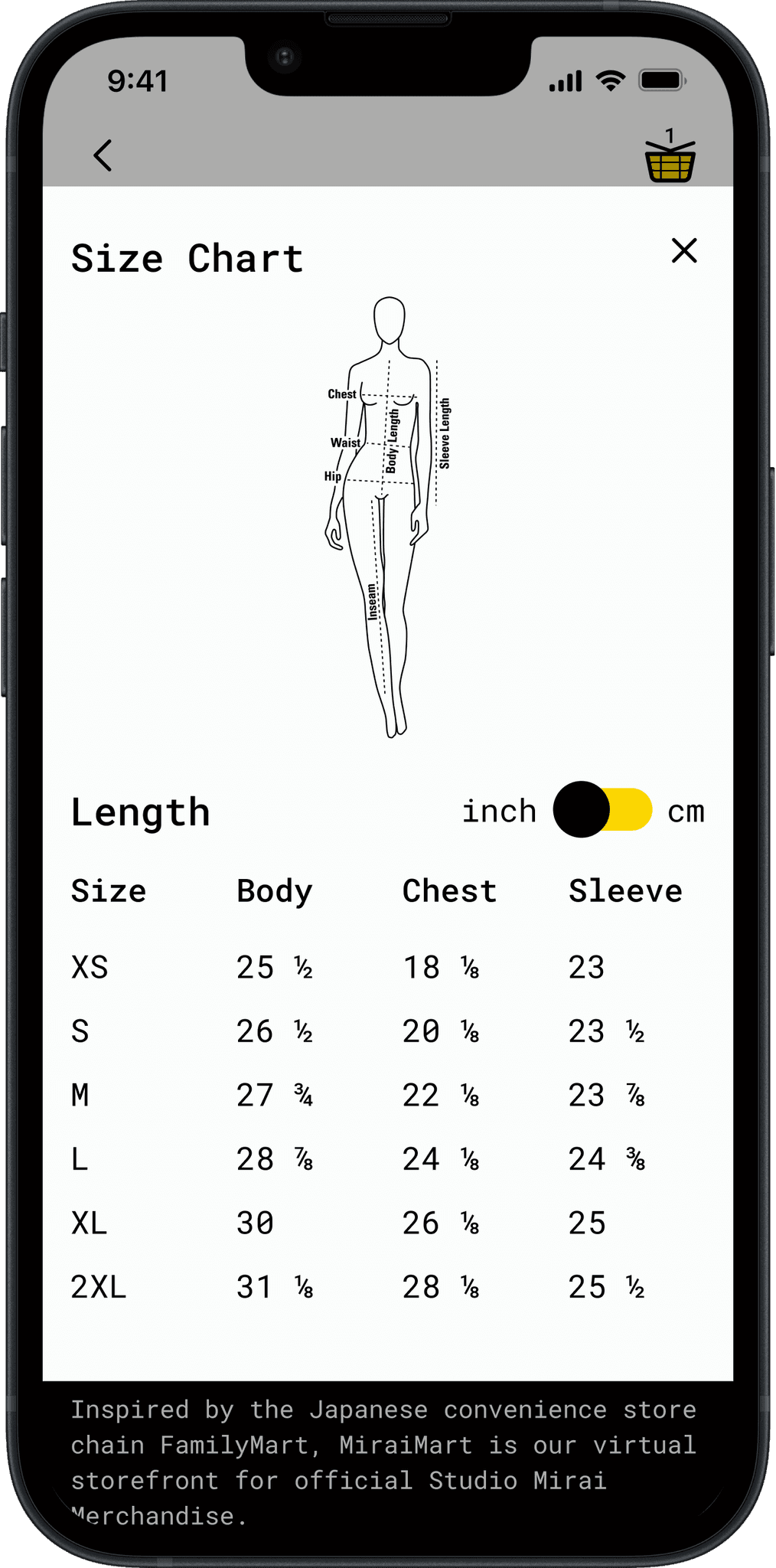 Size chart to ensure the perfect fit