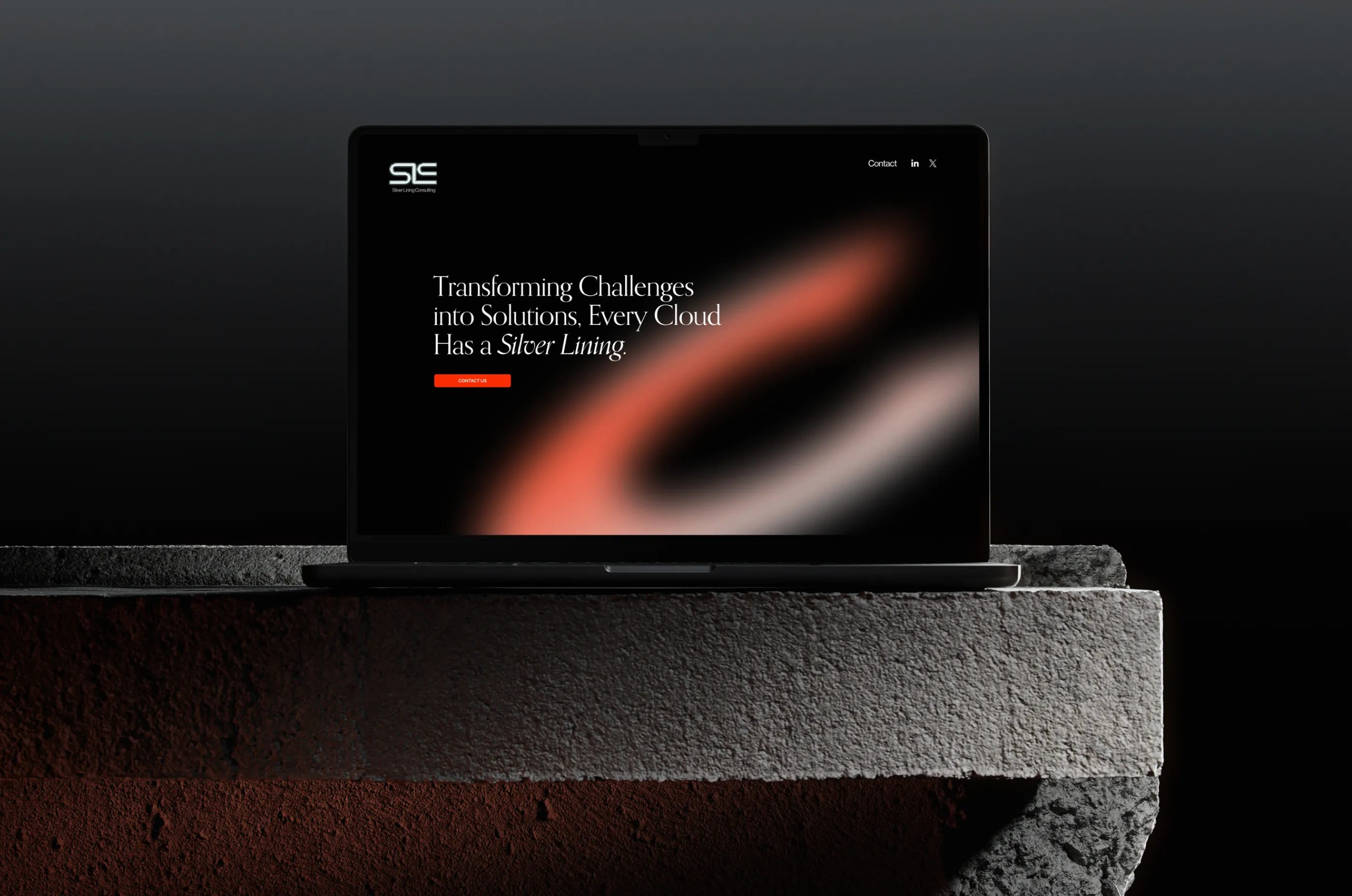 Silver Lining Consulting — MacBook Pro showing SLC homepage — Web design application