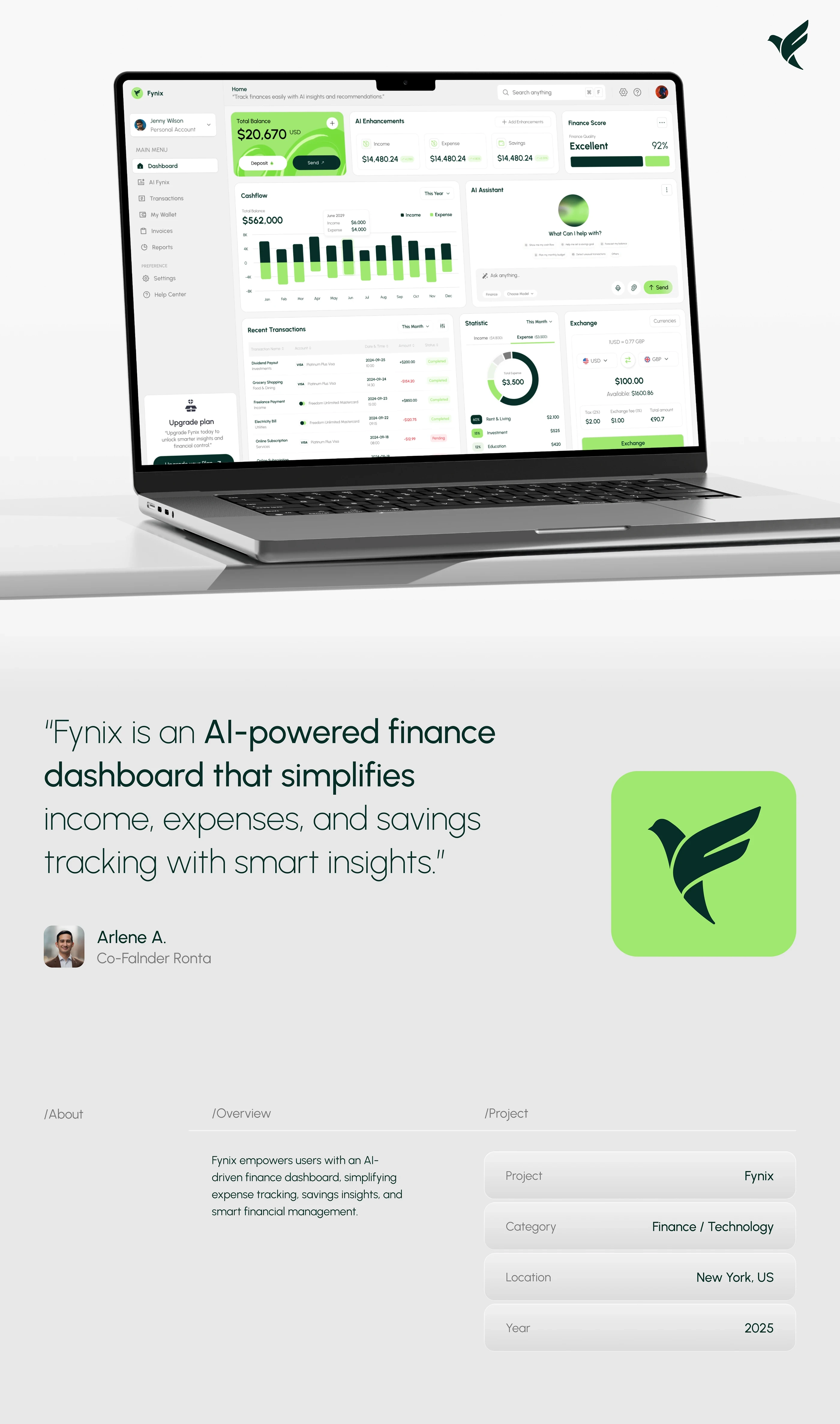 Fynix 品牌介绍与桌面端财务仪表盘