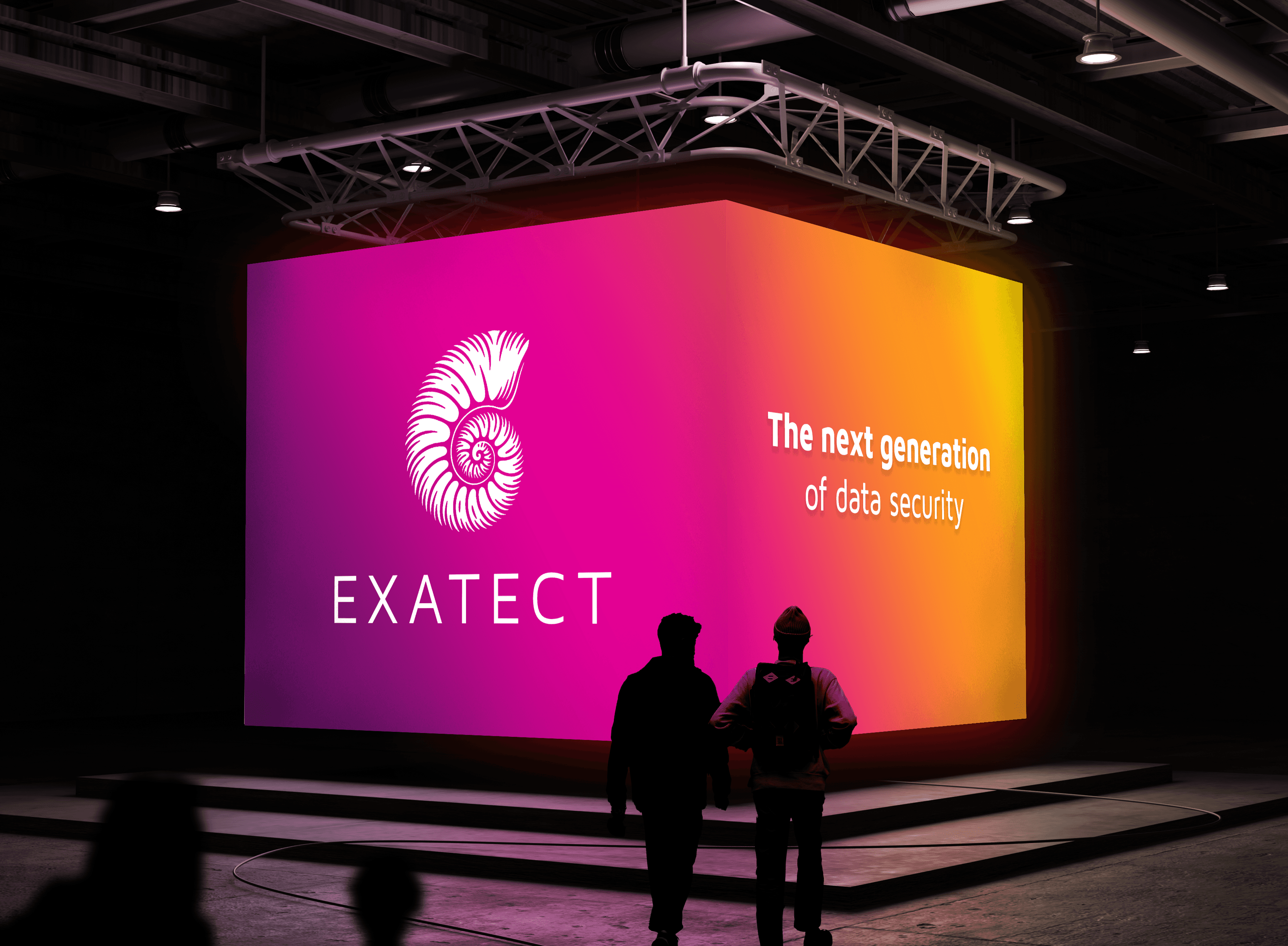 Female scientist in gloves using a microscope beside test tubes, with overlay text about merging biotech, AI, and human-centric research.
