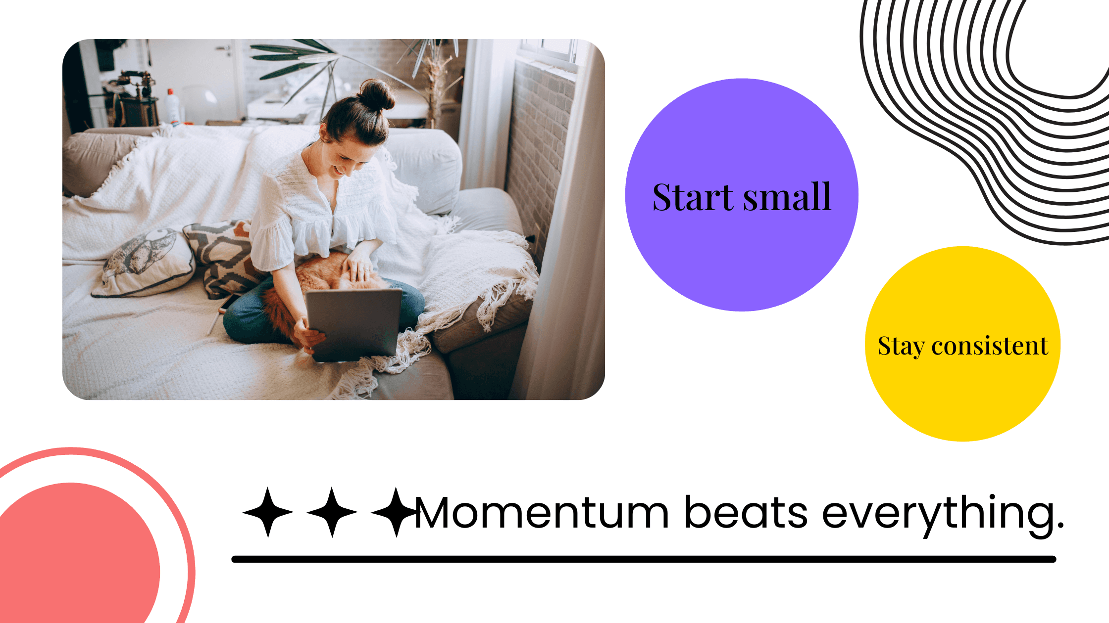 Coach working from home, showing how starting small and staying consistent builds momentum when growing an engaged audience.