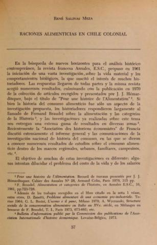 Raciones alimenticias en Chile colonial
