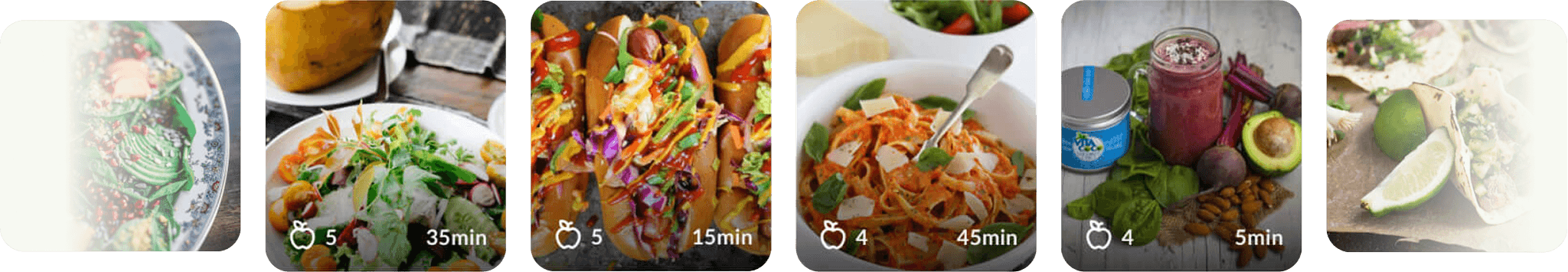 Cooklist's mobile app recipe cards