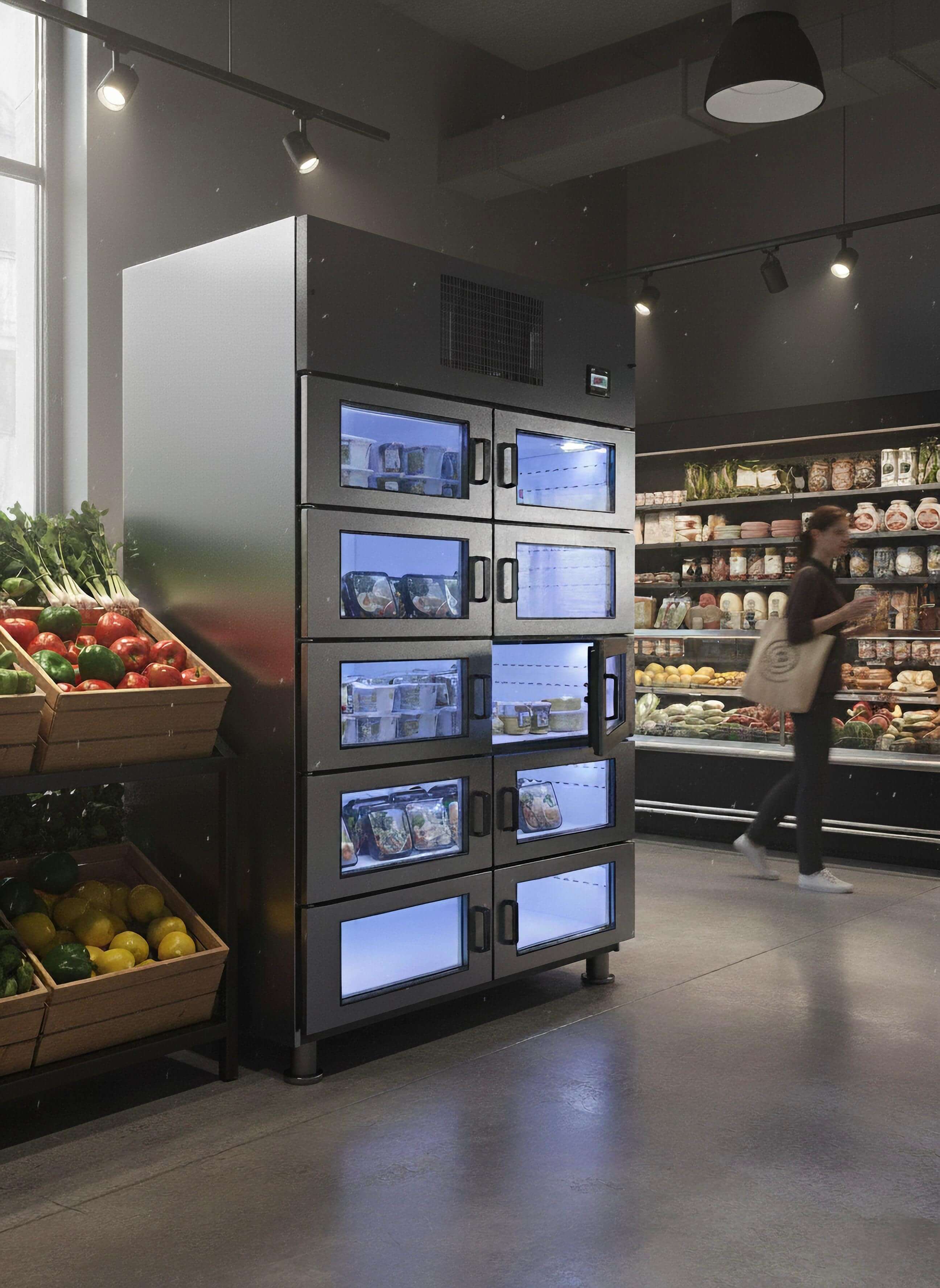 Refrigerated parcel lockers for temperature-controlled storage of perishable goods 