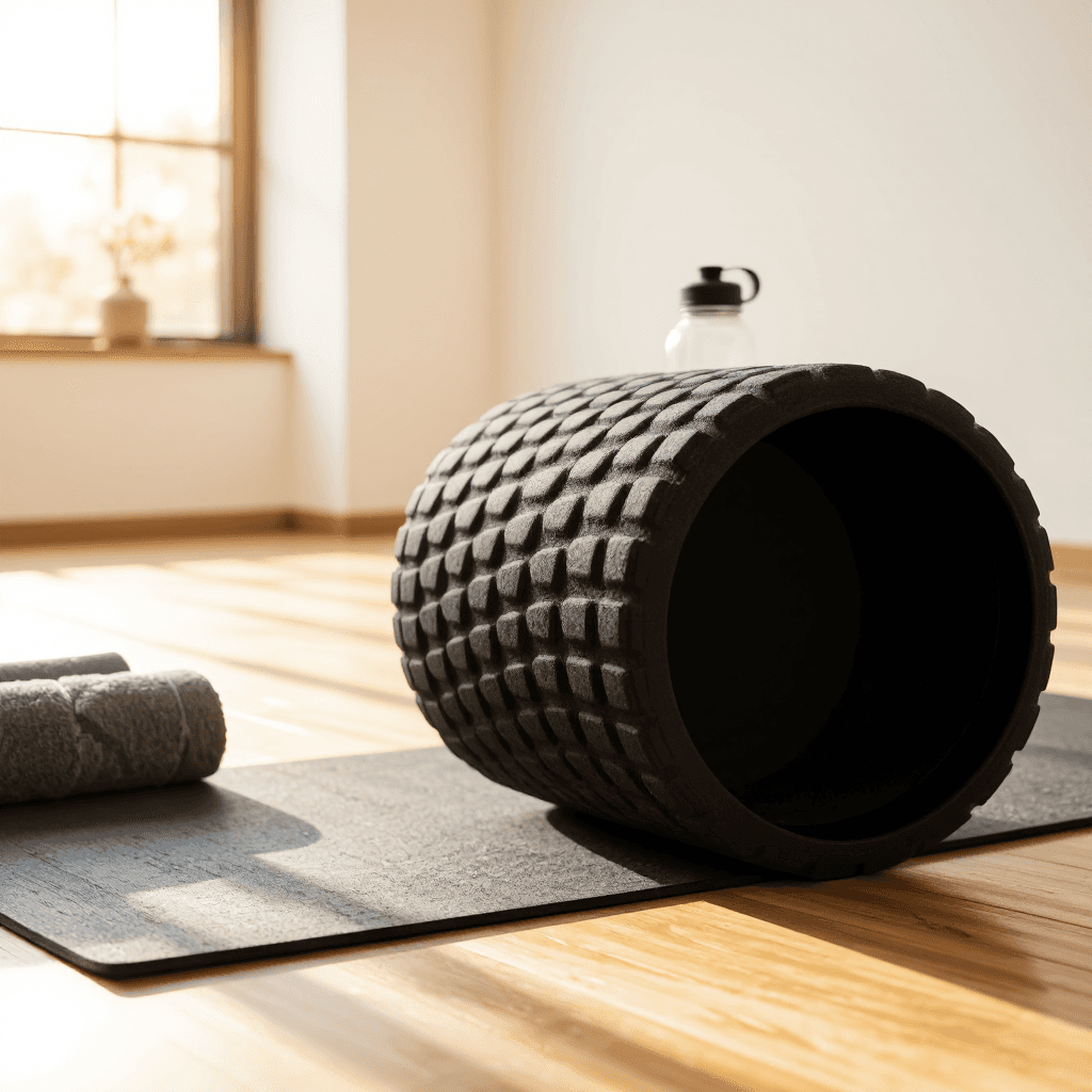 product photography of a textured grip handle for tools or sports equipment