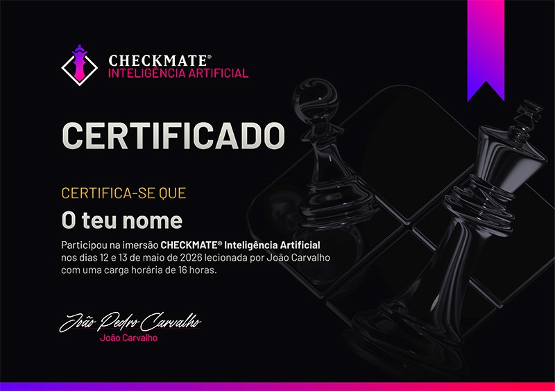 Certificado de participação Imersão CHECKMATE® Vendedores