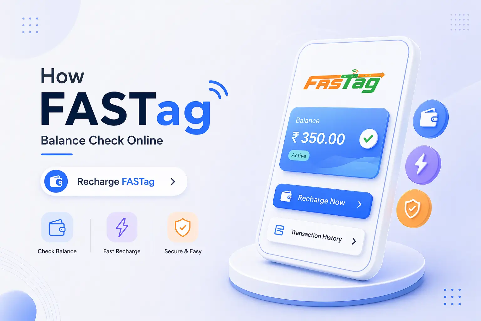 FASTag Balance Check Online India Recharge FASTag
