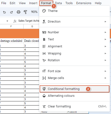 Format > Conditional Formatting.